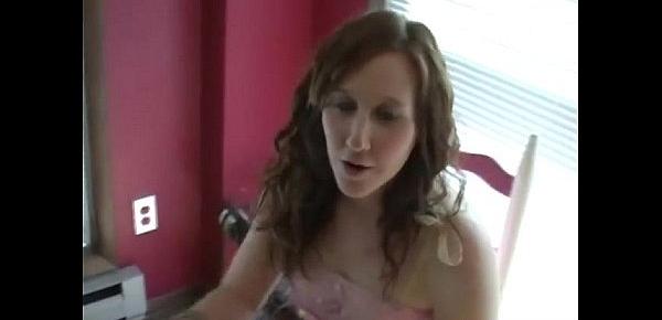  Busty Redhead has quick fun in the kitchen with her new toy